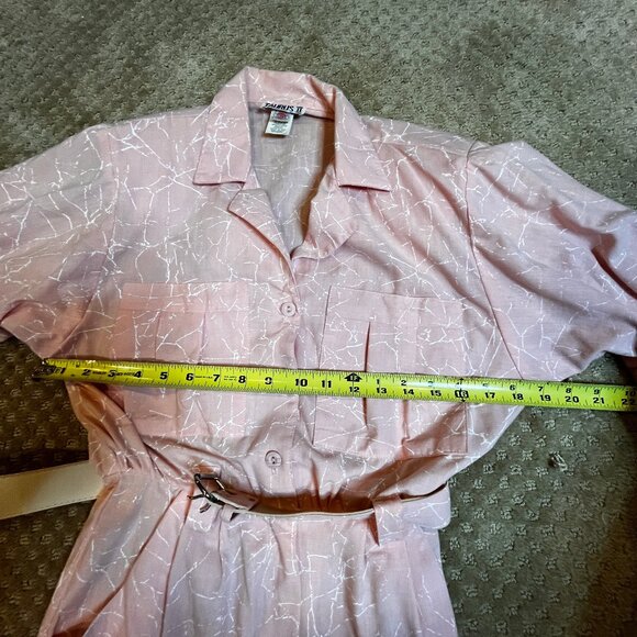 Vintage Retro 80s Pink Power Lunch Dolman Belted Midi Front Slit SZ 12/8 Dress - Picture 12 of 16